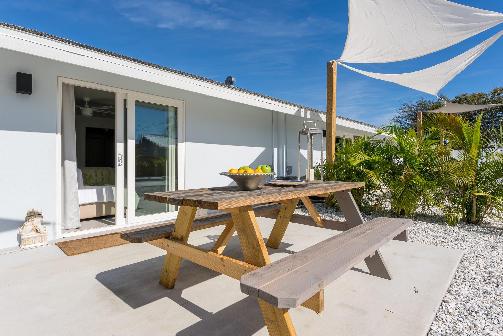 Backyard patio of a renovated Sarasota home